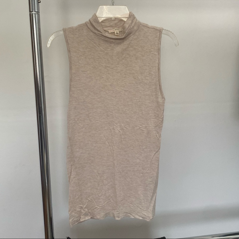 Beige mock-neck tank top